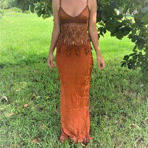 Vtg 80s Belinda Design Haute Couture Long Dress